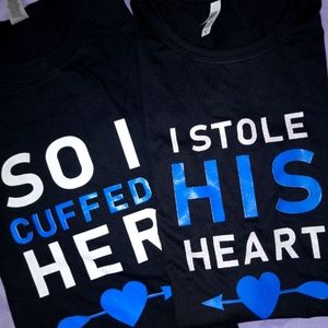 2PC HIS & HERS POLICE ADULT UNISEX COUPLES TSHIRTS